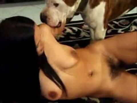 indian haired pussy girl fucked with dog hard and suck many cum 3